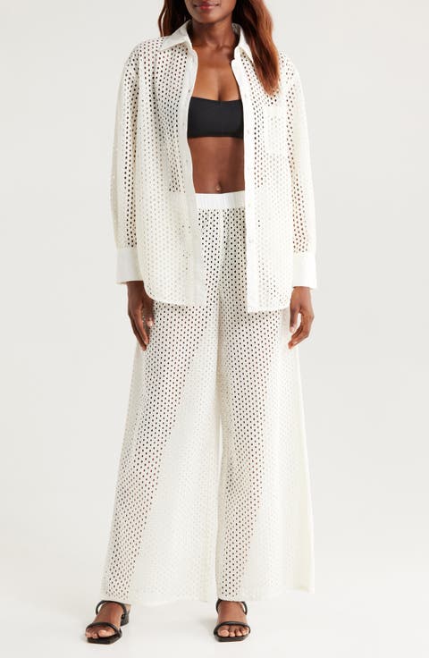 The Bronte Embroidered Eyelet Long Sleeve Cover-Up Tunic Shirt