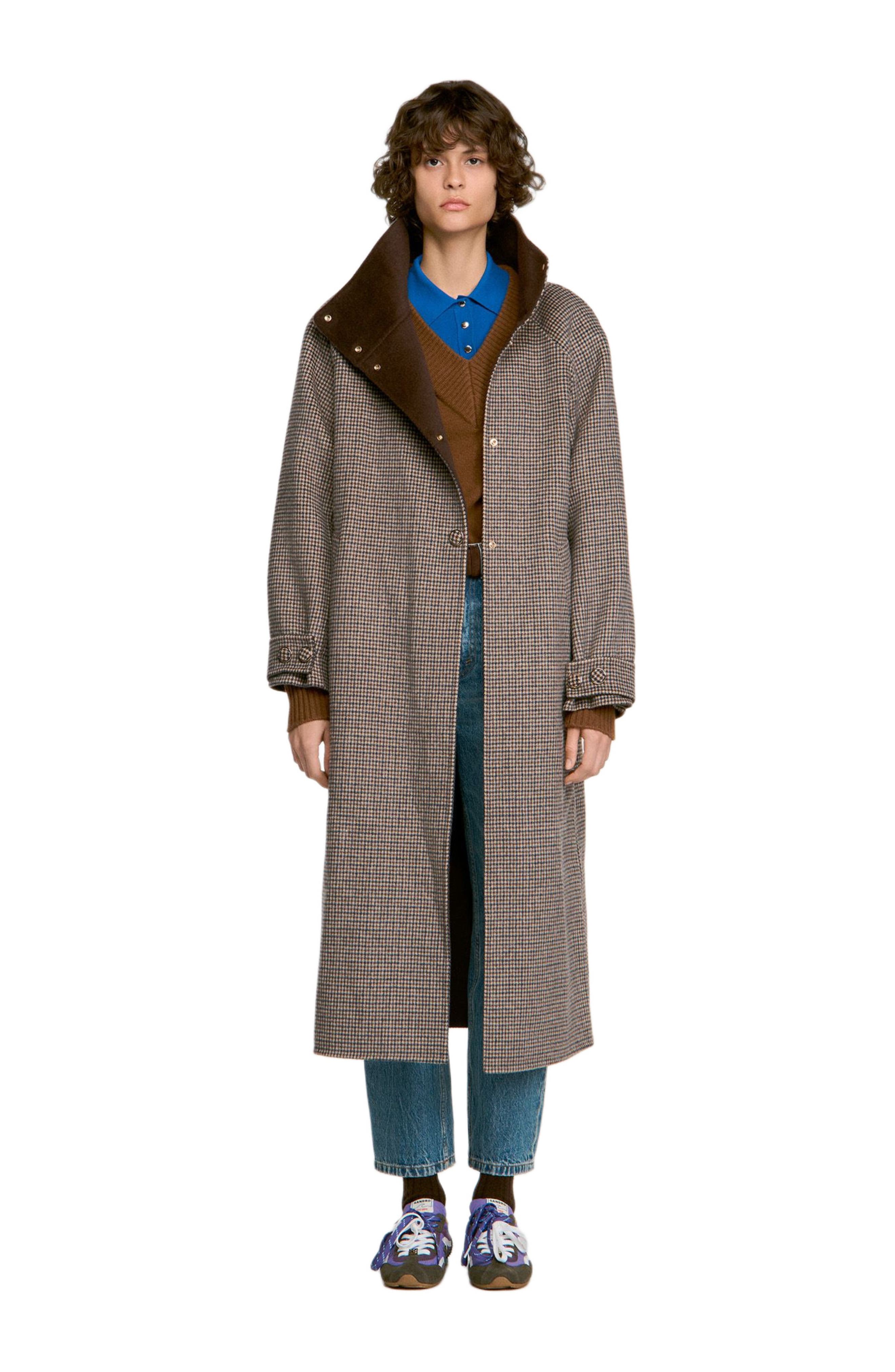 SANDRO Oversized Check Coat (Women) | Nordstrom