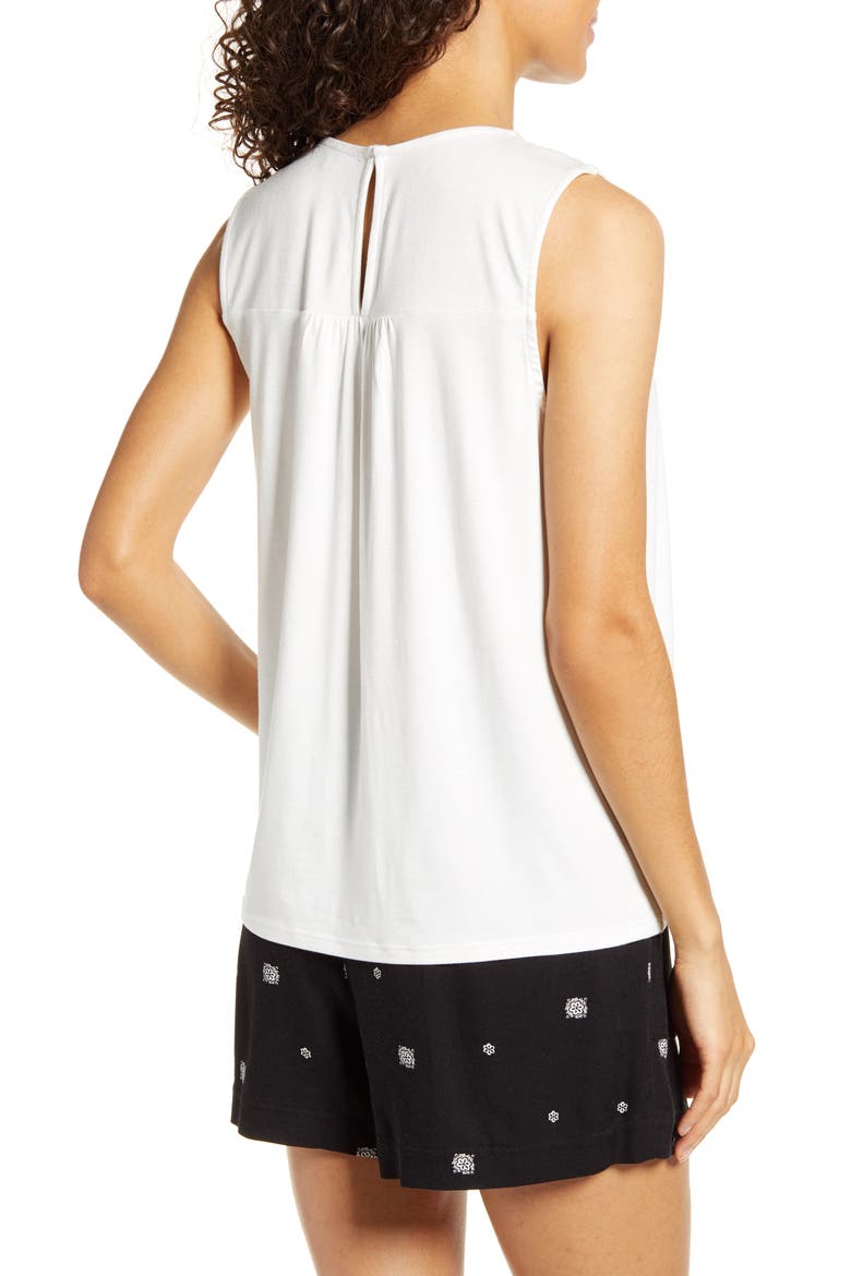 Gibson x Hi Sugarplum! Limone Floral Yoke Sleeveless Top, Alternate, color, WHITE