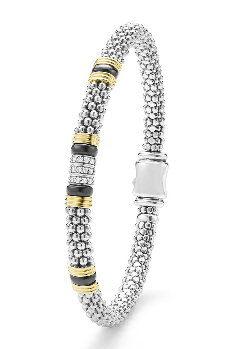 Two-Tone Black Ceramic Station Diamond Bracelet, Alternate, color, TWO TONE