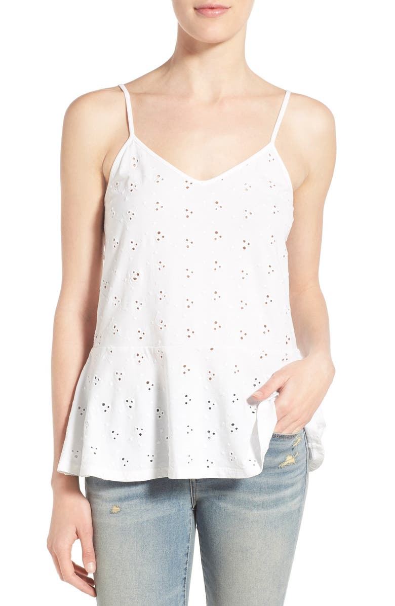 Hinge Eyelet Peplum Camisole, Main, color, 
