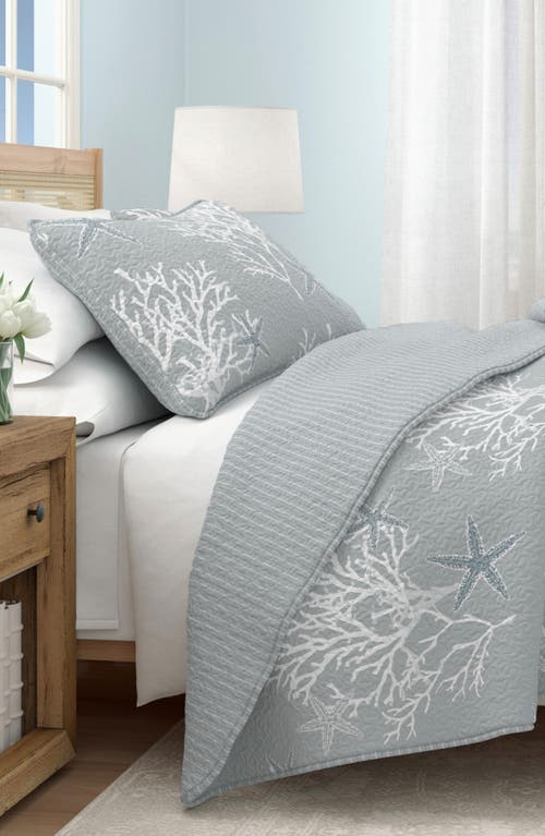 Woven & Weft Coral Starfish Reversible Microfiber Quilt Set In Blue