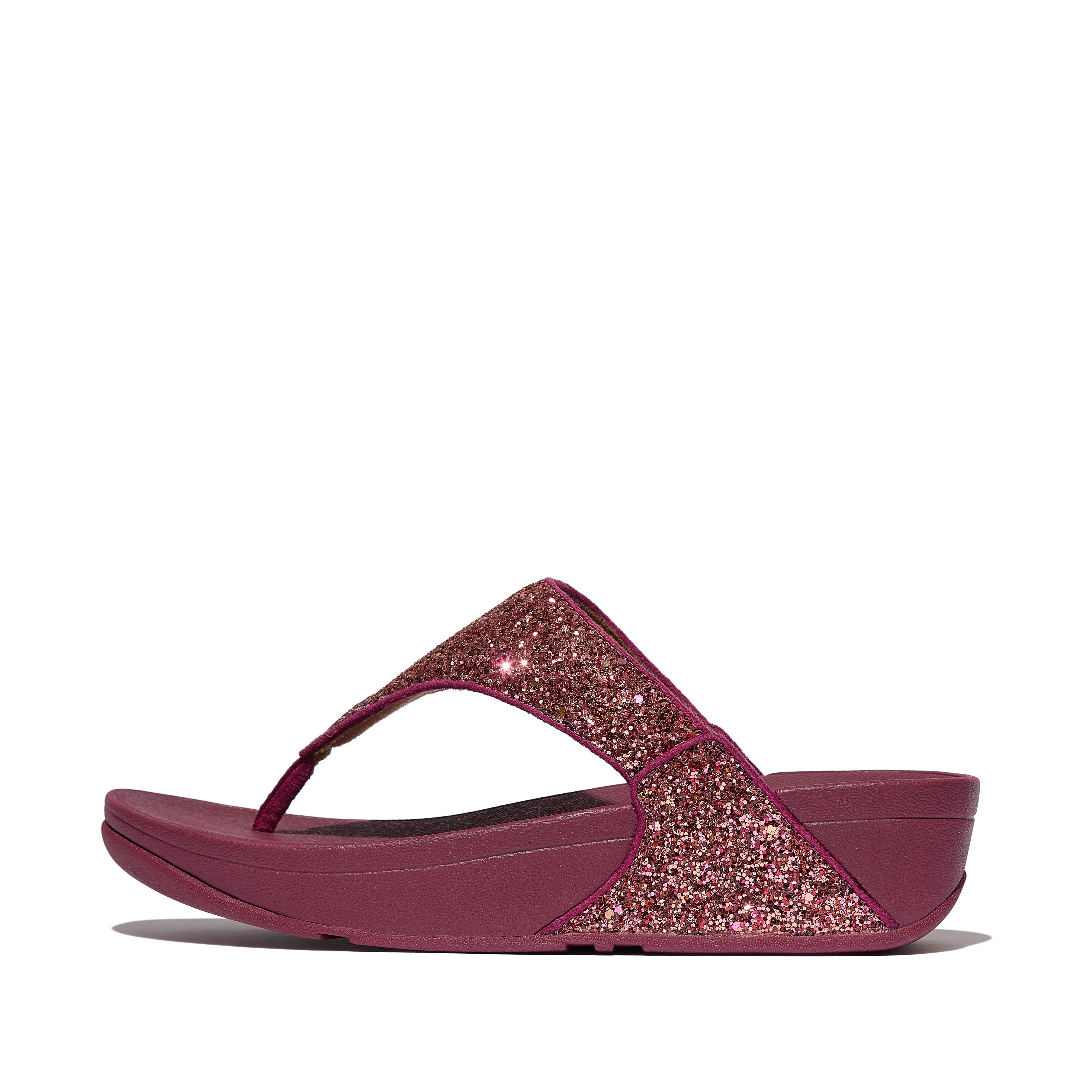FitFlop Lulu Multi Tonal Glitter Toe Post Sandals, Alternate, color, Ruby Mix