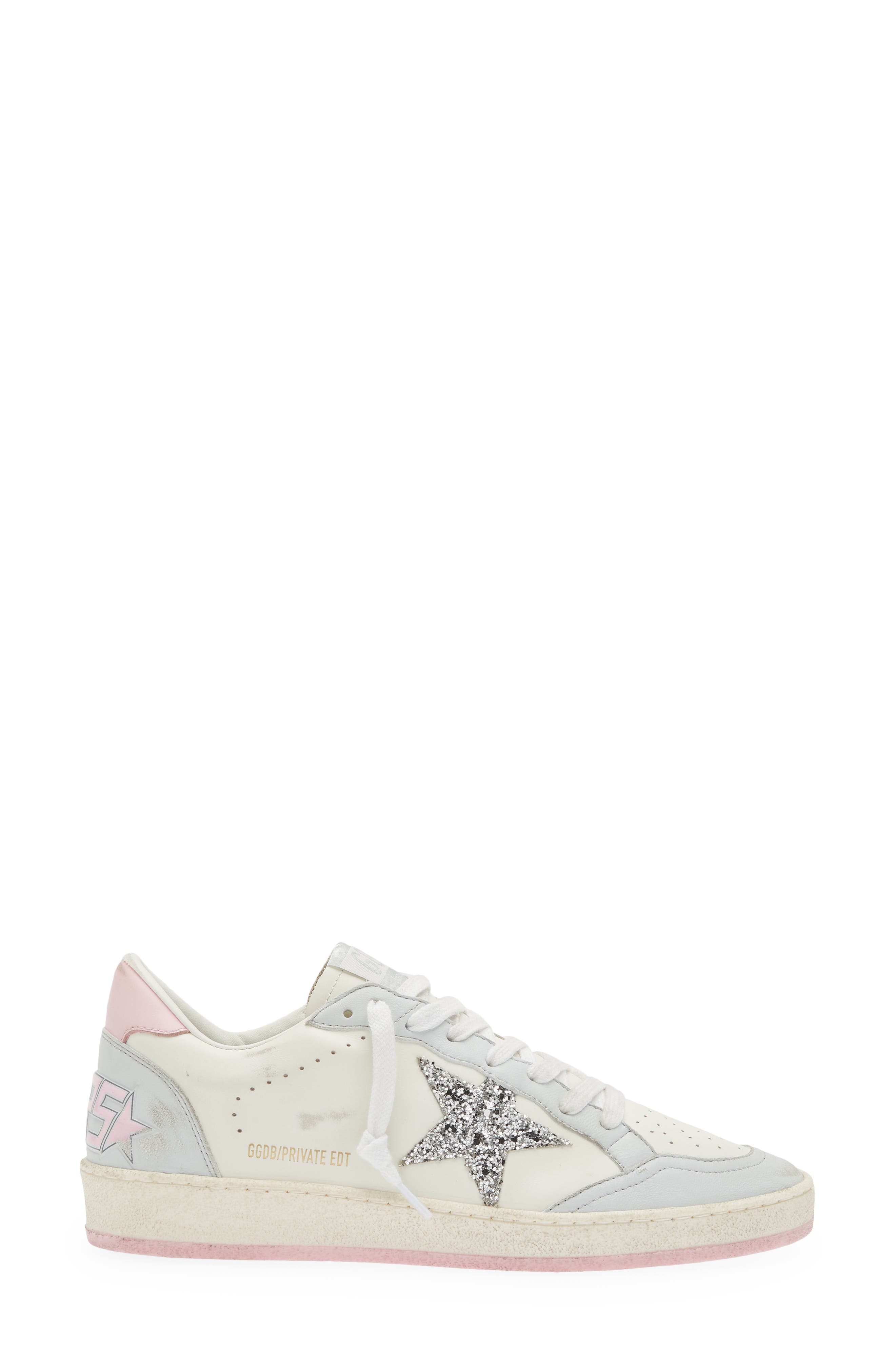 Golden Goose Ball Star Low Top Sneaker, Alternate, color, White/ Silver/ Pink
