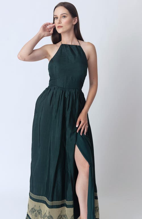RAAS Ceres Halter Long Dress with Slit in Green  product