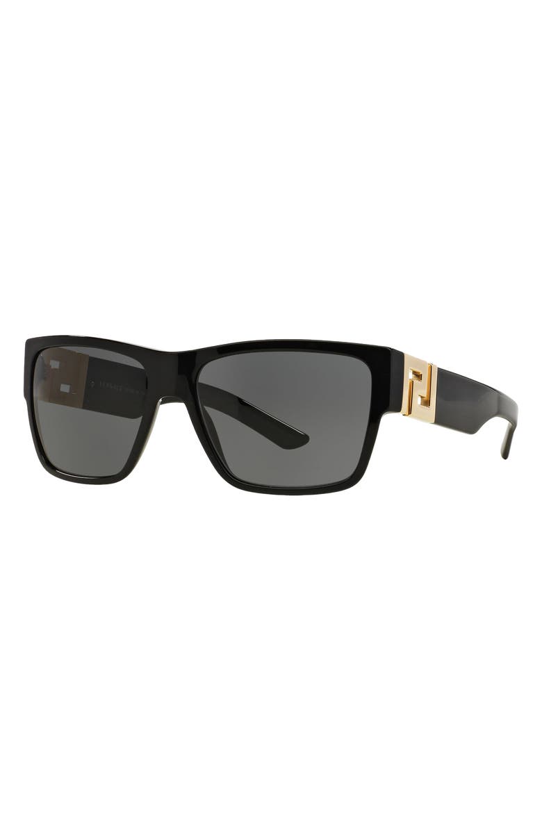 Versace 59mm Square Sunglasses, Alternate, color, Black/ Grey Solid
