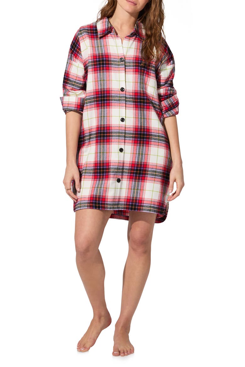 Long Sleeve Organic Cotton Sleep Shirt, Main, color, EQUESTRIAN PLAID