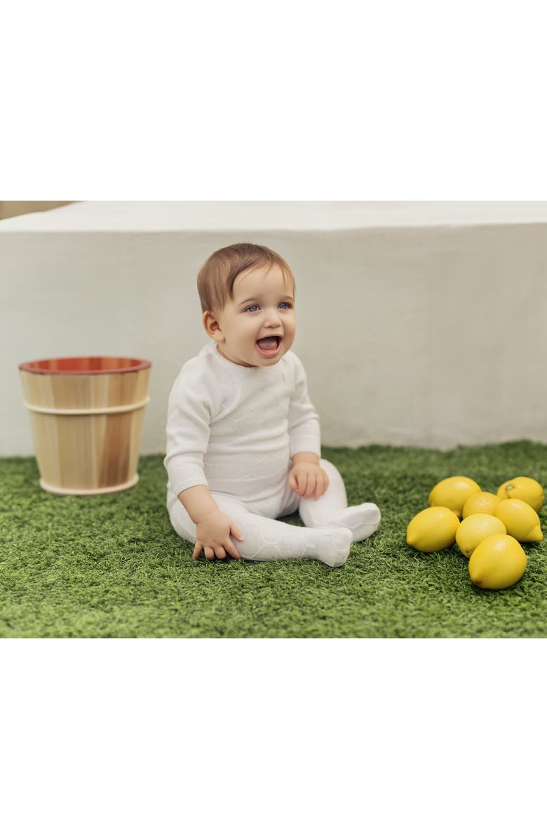 Manière Honeycomb Cotton Footie, Alternate, color, Ivory