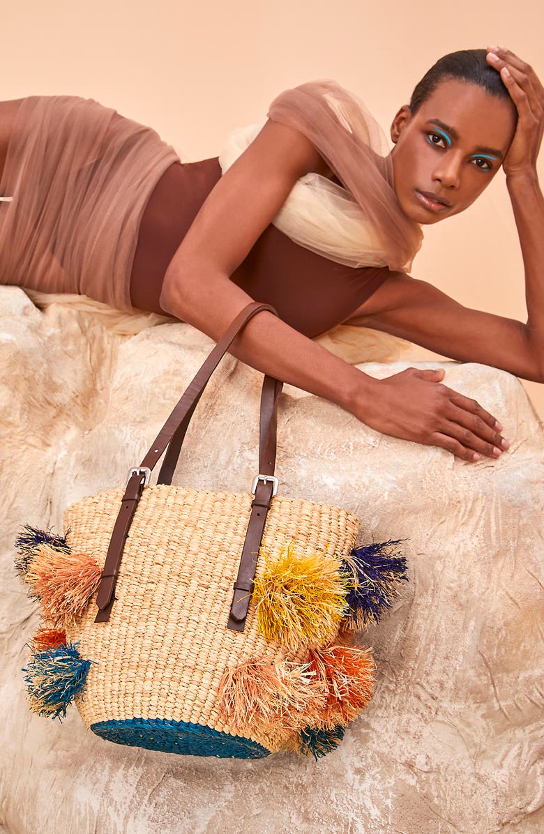 A A K S Hawa Rainbow Raffia Tote, Alternate, color,