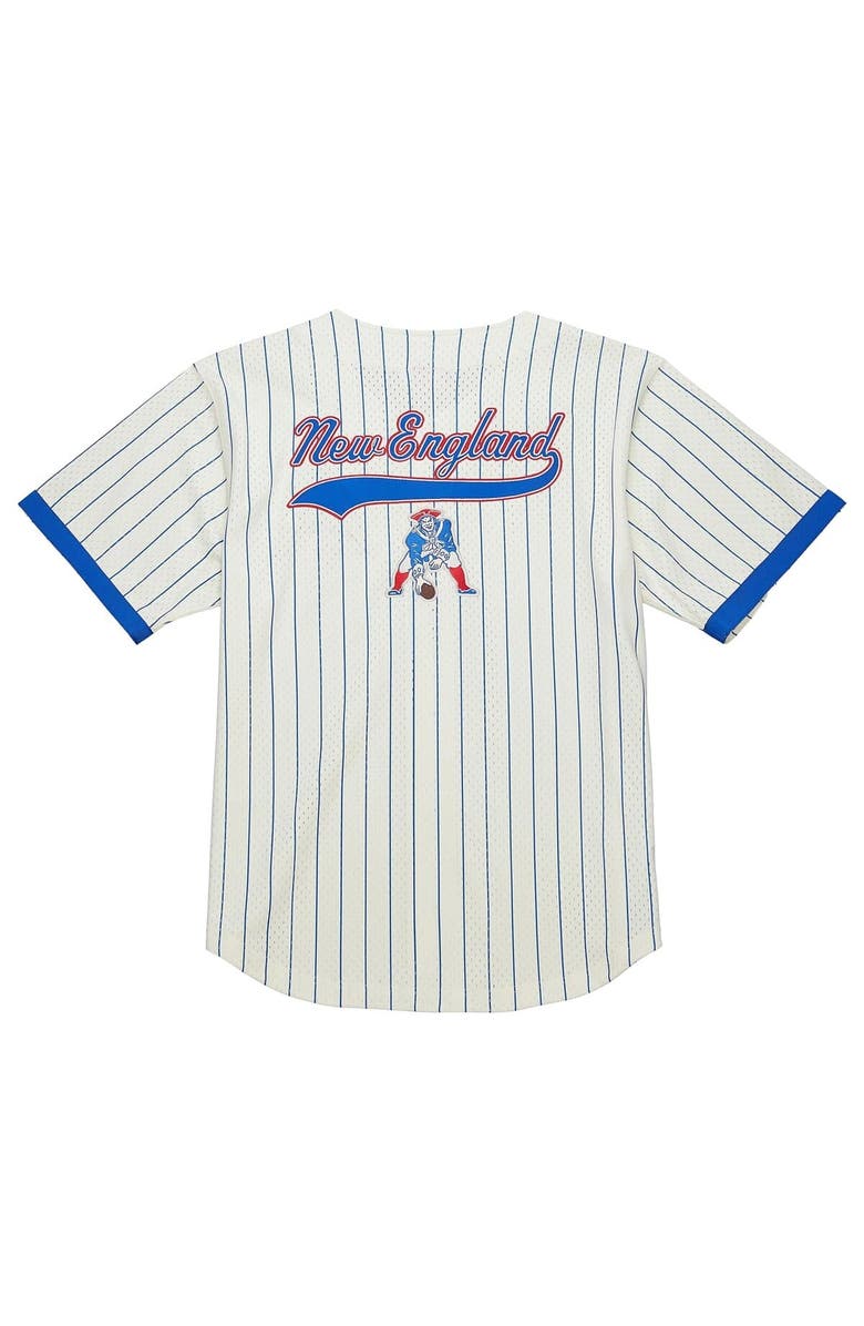 Mitchell & Ness Men's Mitchell & Ness  Cream New England Patriots Final Seconds Vintage Logo Mesh Button-Up Shirt, Alternate, color, 