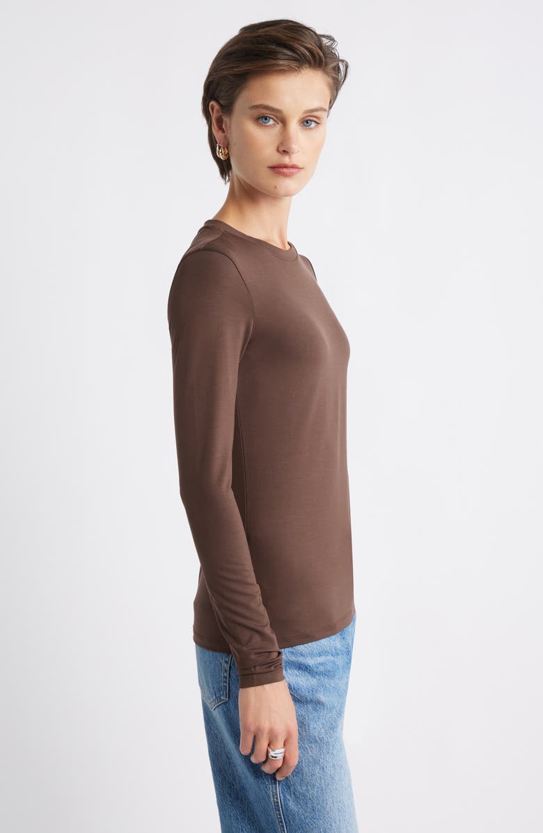 Nordstrom Long Sleeve Crewneck T-Shirt, Alternate, color, Brown Sweet