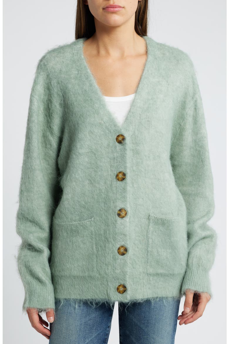 Fuzzy Oversize Cardigan, Alternate, color, GREEN SHORE