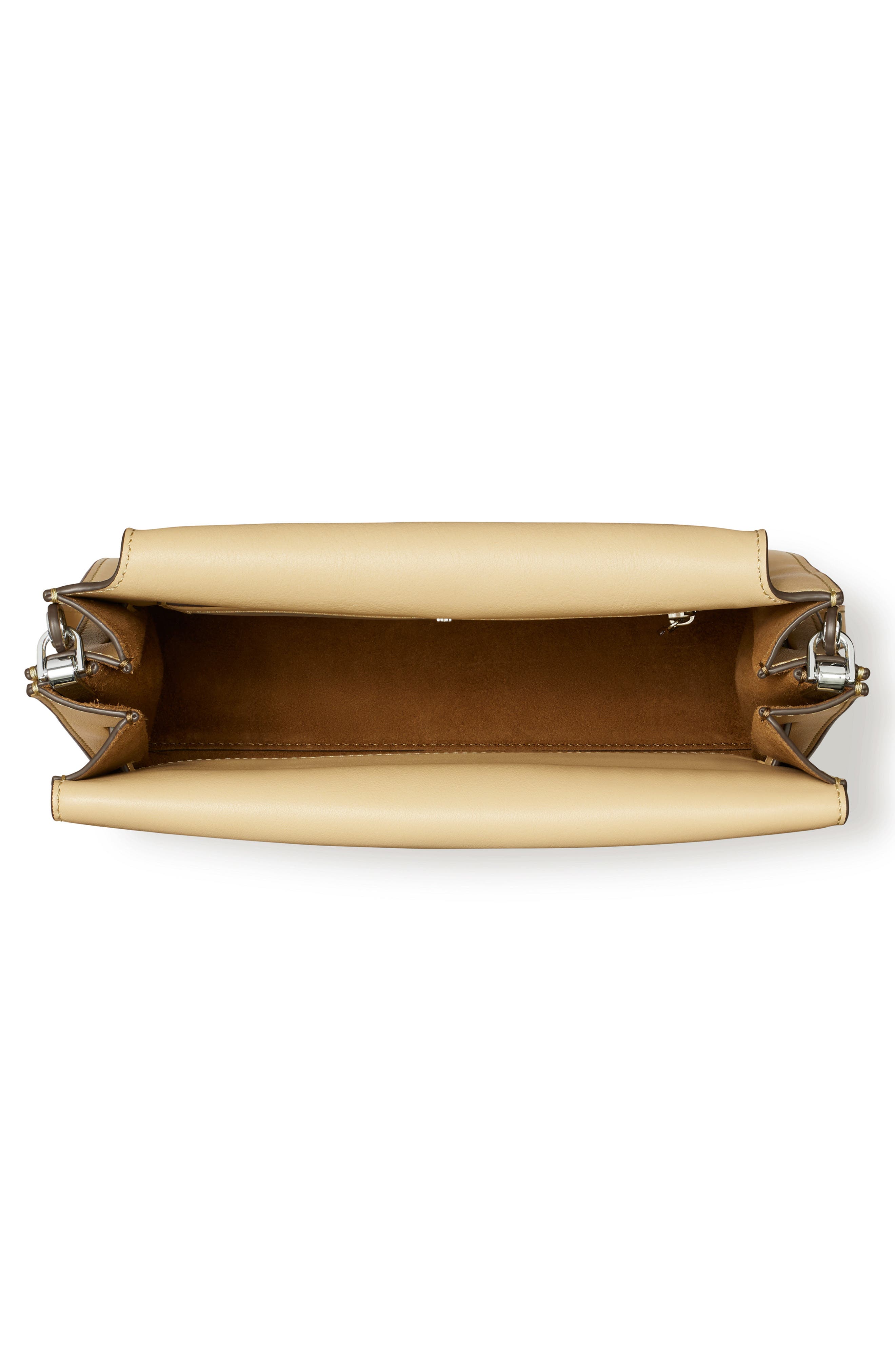 Tory Burch Lee Radziwill Leather Shoulder Bag, Alternate, color, Praline