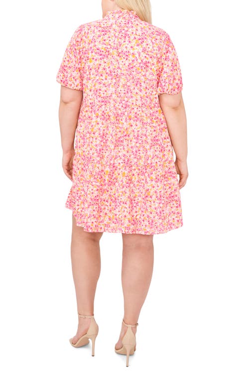 Cece Floral Print Babydoll Dress In Pink