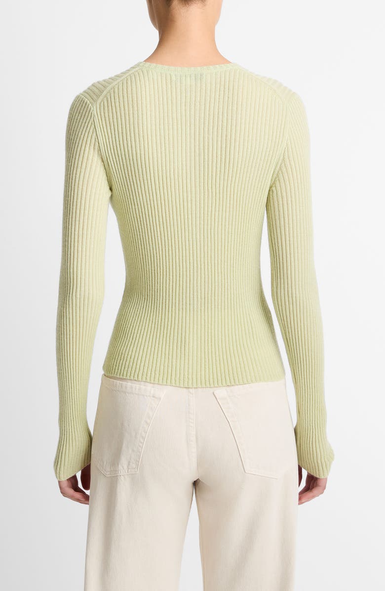 Vince Cashmere & Silk Rib Cardigan, Alternate, color, Pale Fern