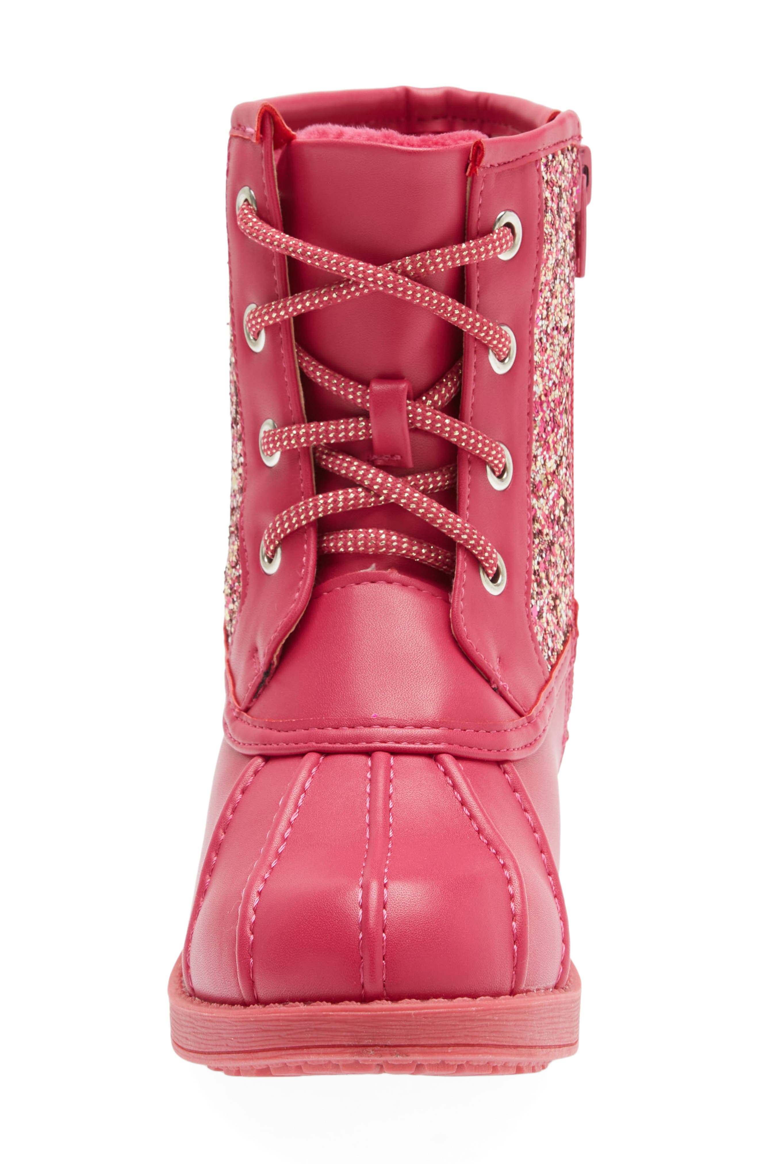 DREAM PAIRS Glitter Duck Boot, Alternate, color, Fuchsia