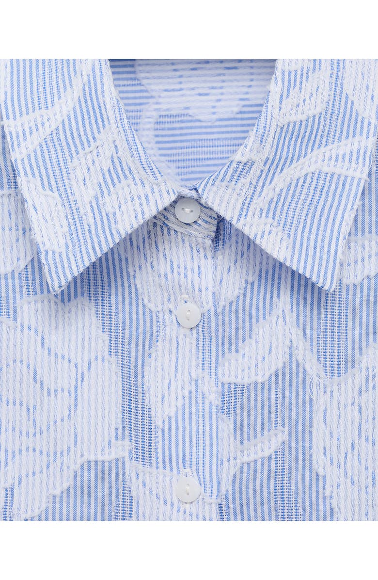 MANGO Embroidered Stripe Shirt, Alternate, color, Sky Blue