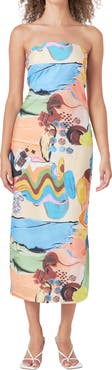 Endless Rose Abstract Print Strapless Dress