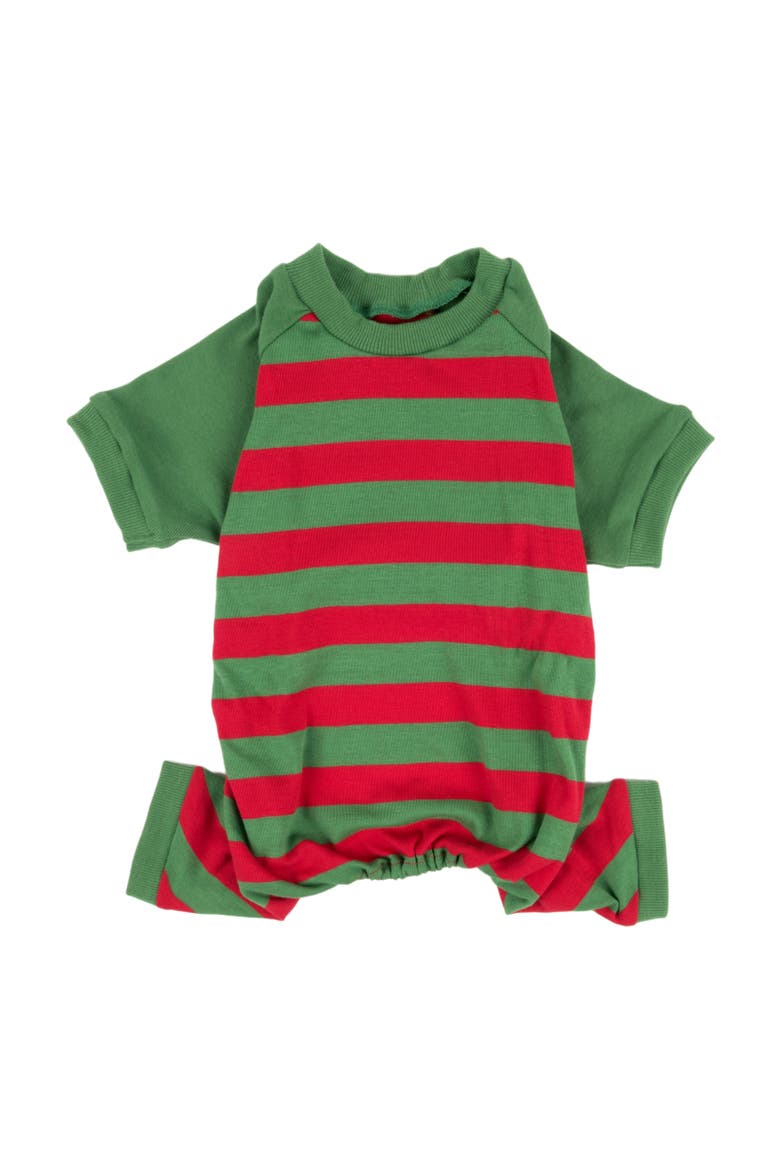 Dog Cotton Striped Matching Family Holiday Pajamas, Alternate, color, Red & Green