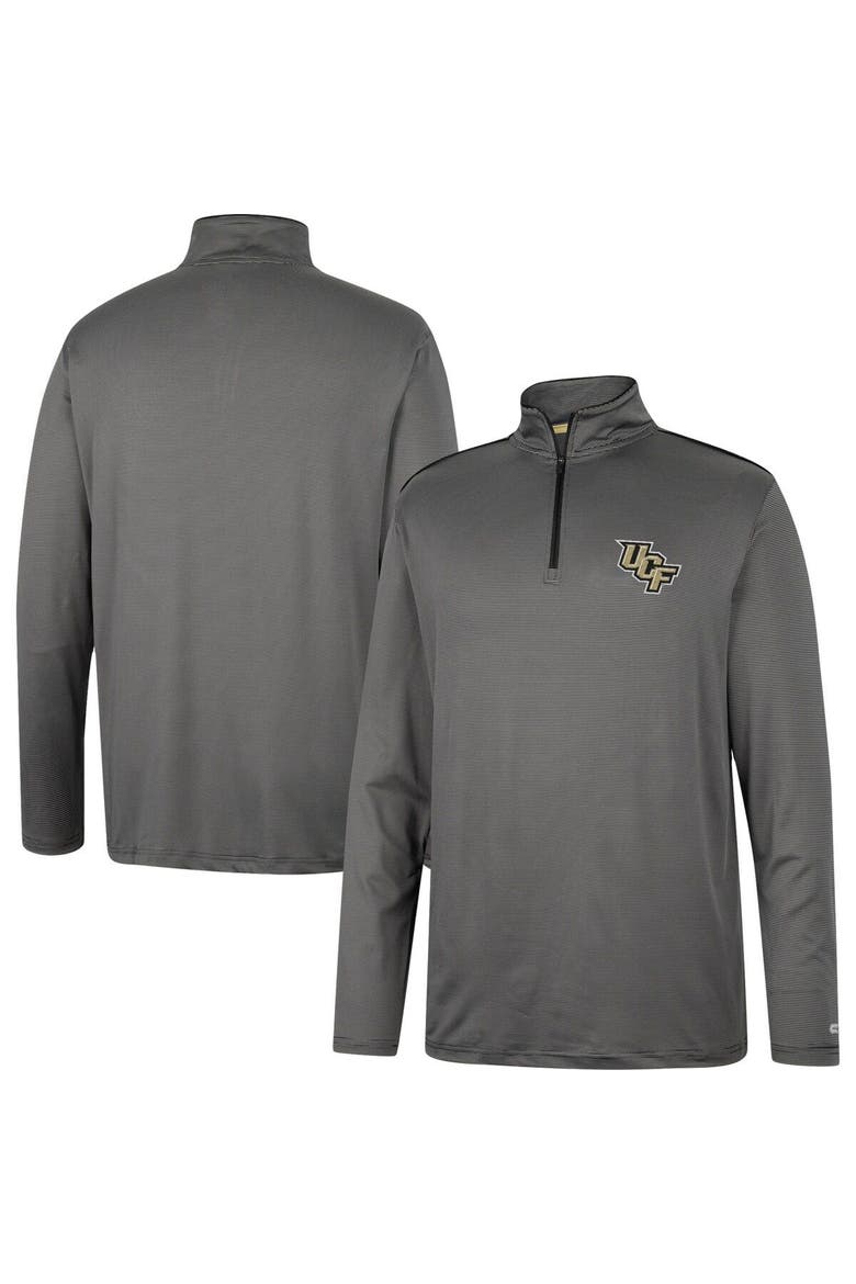Men's Colosseum Charcoal UCF Knights Logo Quarter-Zip Windshirt, Main, color, Charcoal