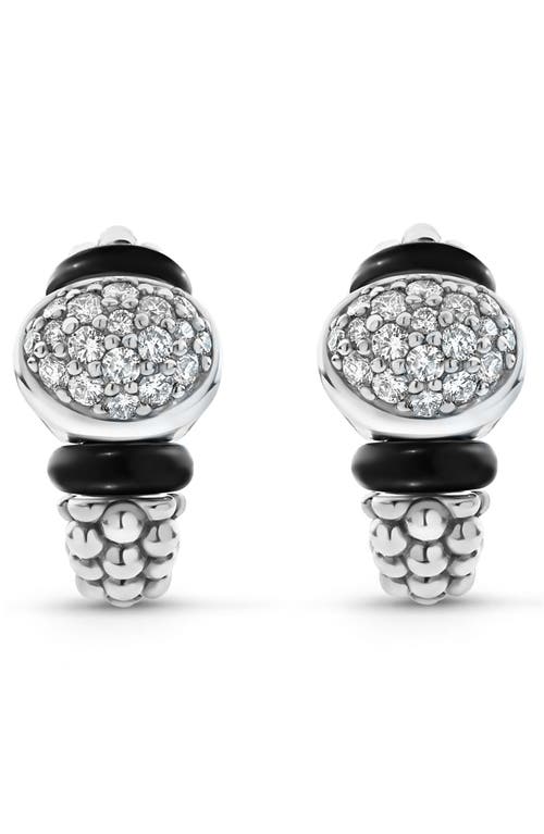 LAGOS Black Caviar Diamond Huggie Earrings in Silver 