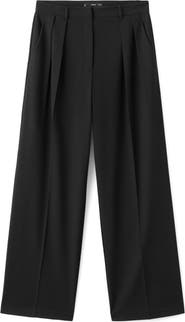 MANGO Pleated Mid Rise Wide Leg Pant