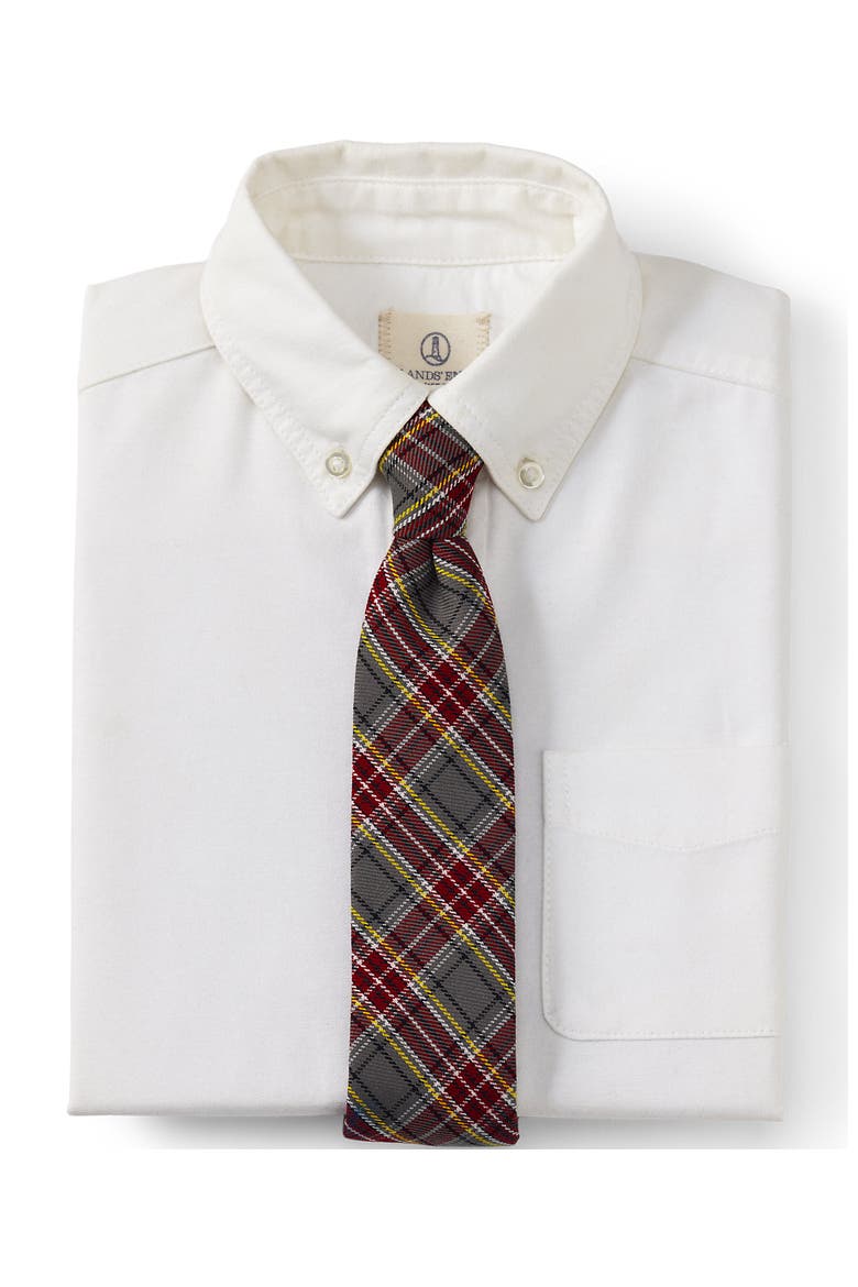 School Uniform Kids Plaid To Be Tied Tie, Alternate, color, Gray Heather/Maroon Plaid