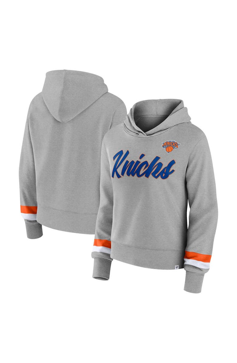 FANATICS Women's Fanatics Branded Heather Gray New York Knicks Halftime Pullover Hoodie, Alternate, color,