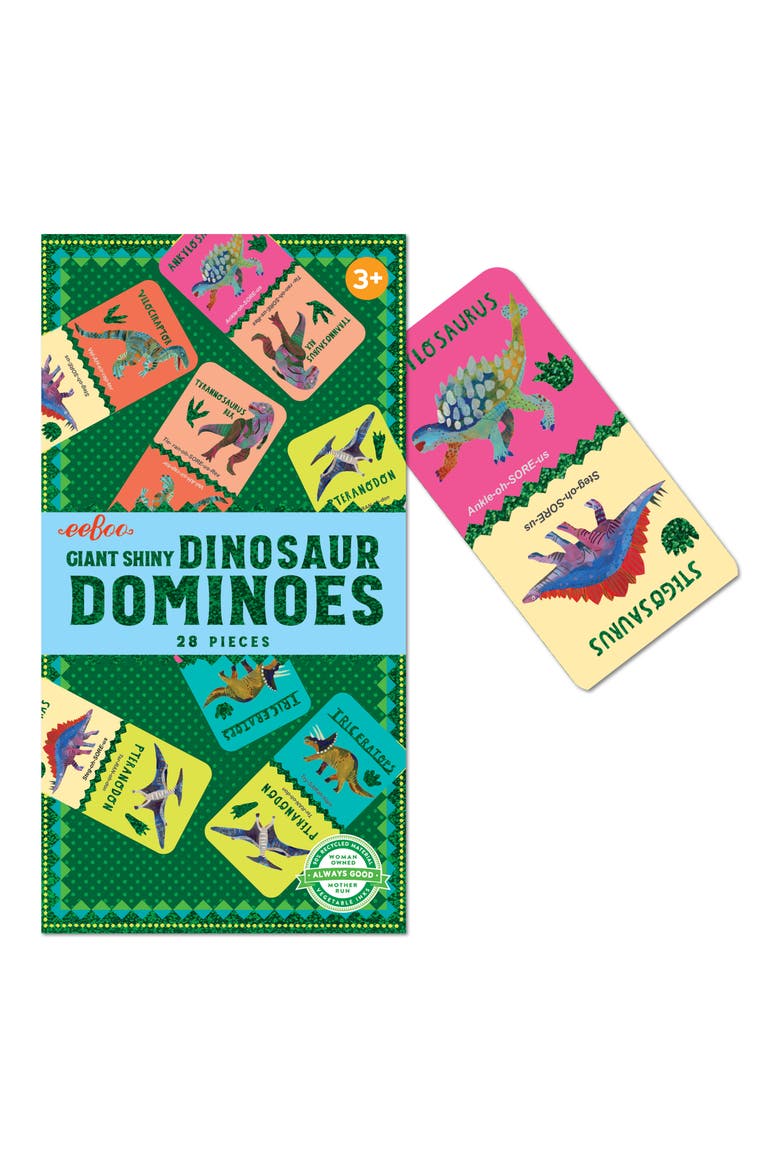 Giant Shiny Dinosaur Dominoes, Alternate, color, GREEN