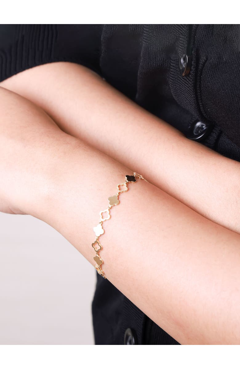 DEVATA Clover Chain Bracelet in 14K Gold, 7mm, Alternate, color, Yellow Gold