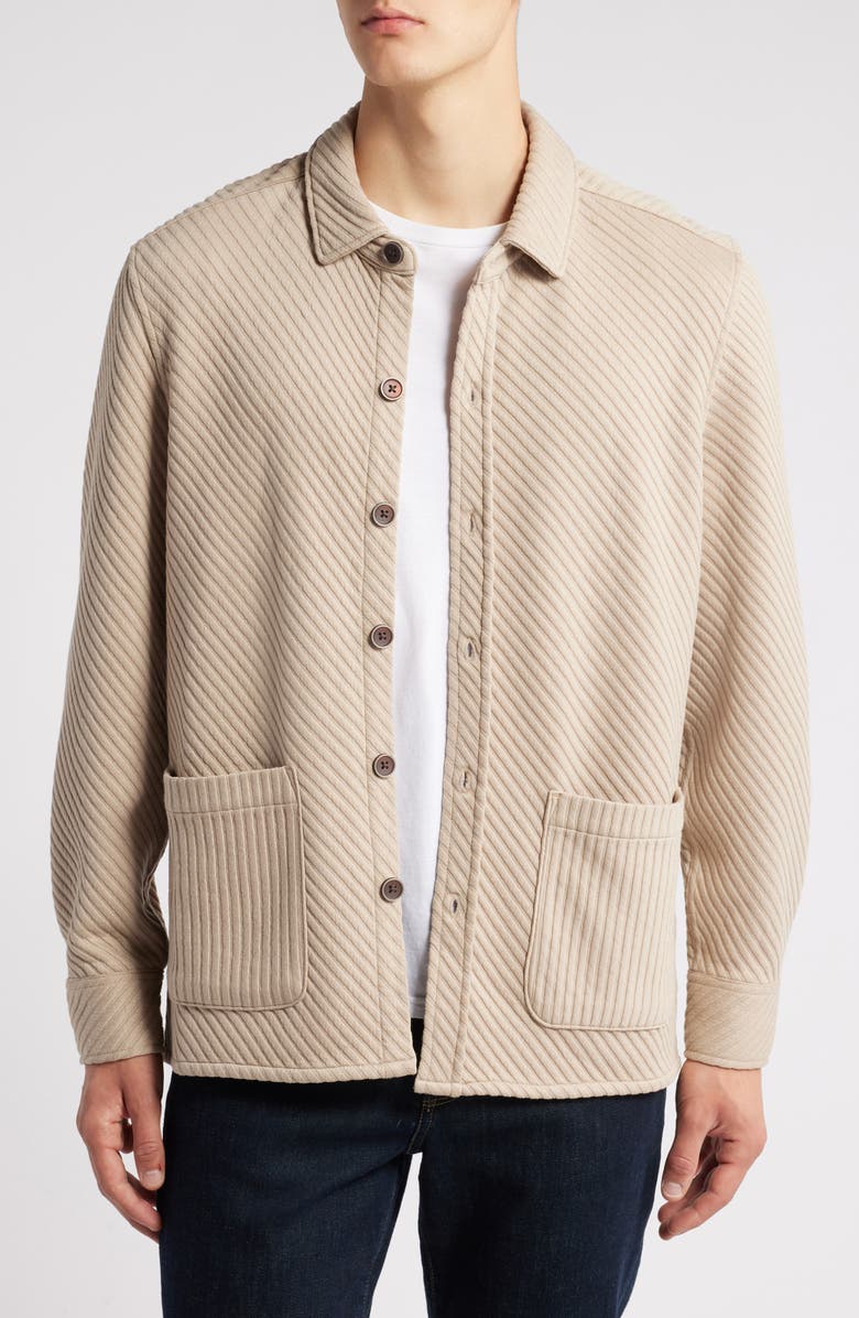 Robert Barakett Hoffburg Jacquard Overshirt, Main, color, Tan