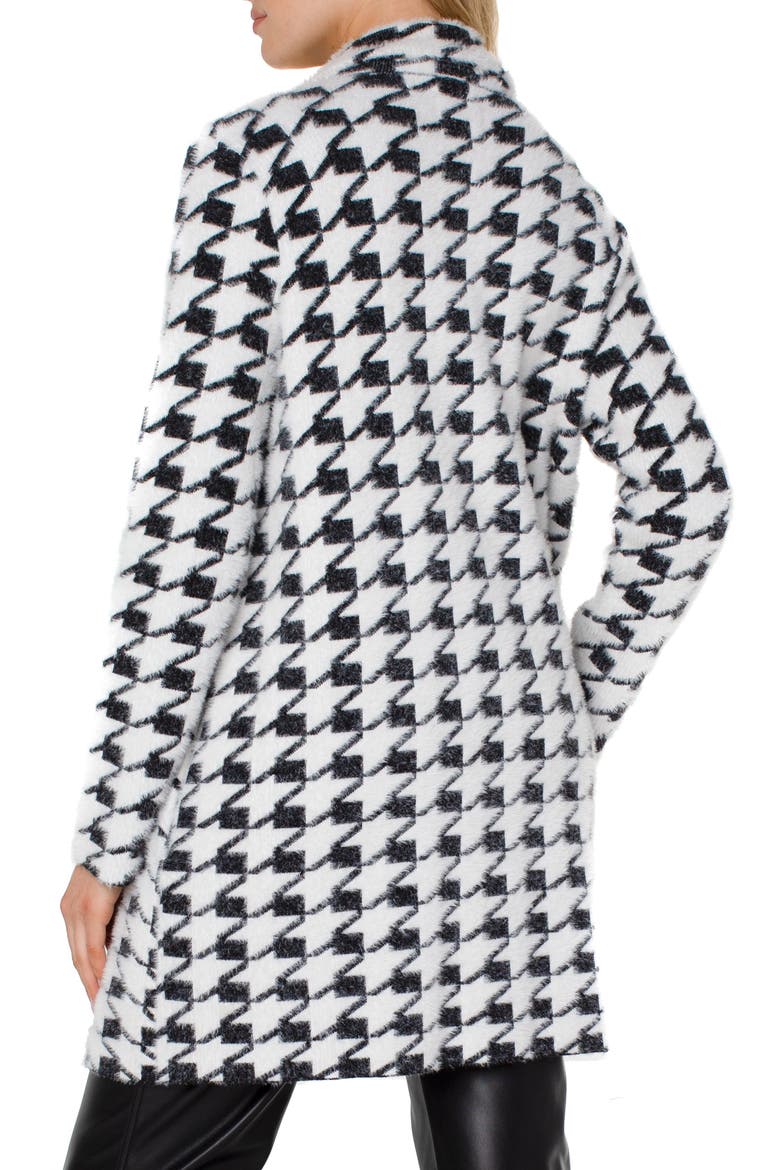 Houndstooth Open Front Sweater Coat, Alternate, color, B+W HOUNDS