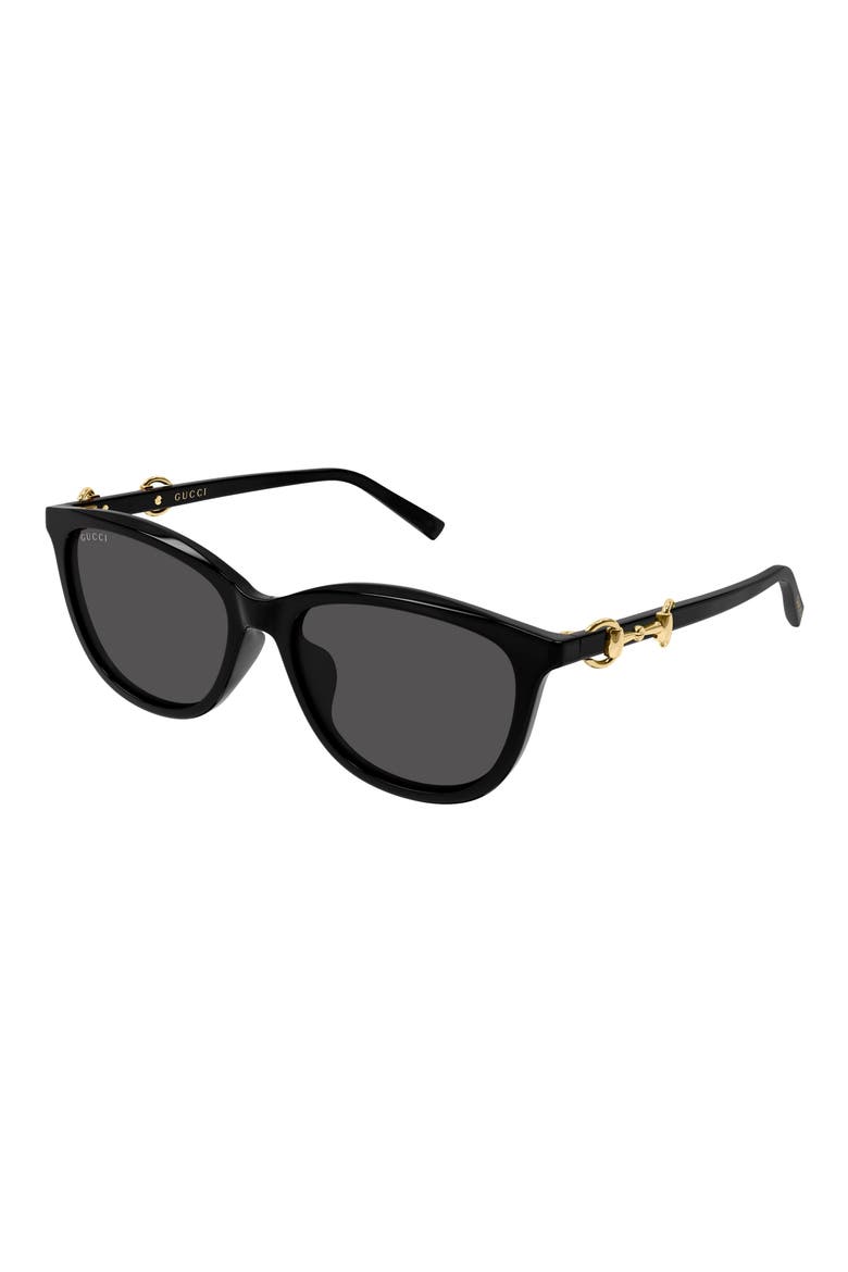 GG2220SK 56mm Gradient Round Sunglasses, Alternate, color, BLACK