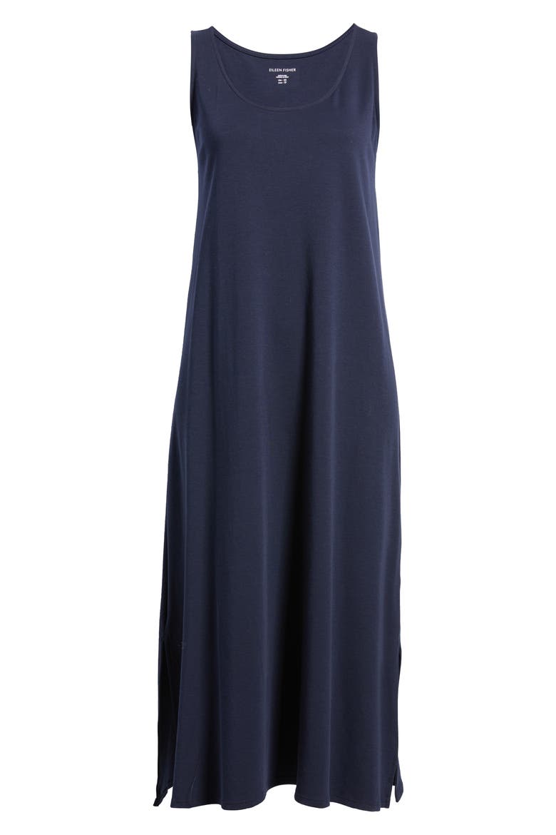 Sleeveless Organic Cotton Midi Dress, Alternate, color, INK