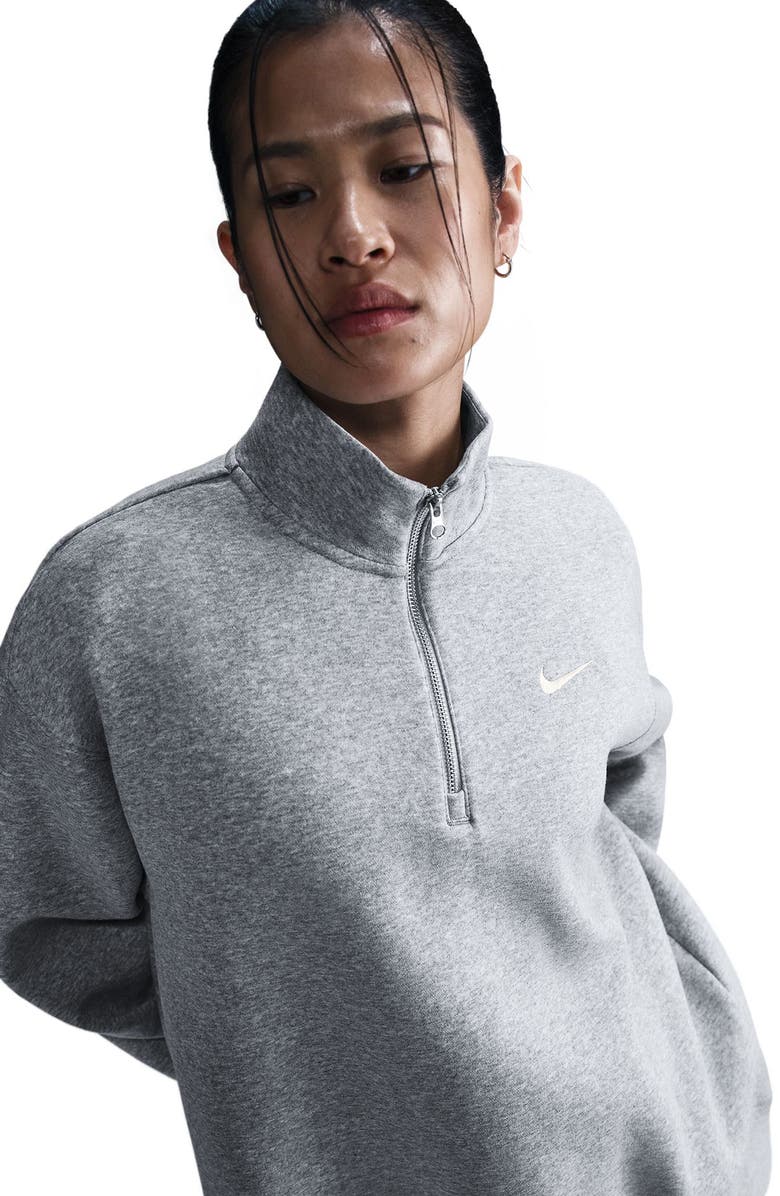 Nike Sportswear Phoenix Oversize Fleece Quarter Zip Top, Alternate, color, 063 063 Dk Grey Heather/Sail