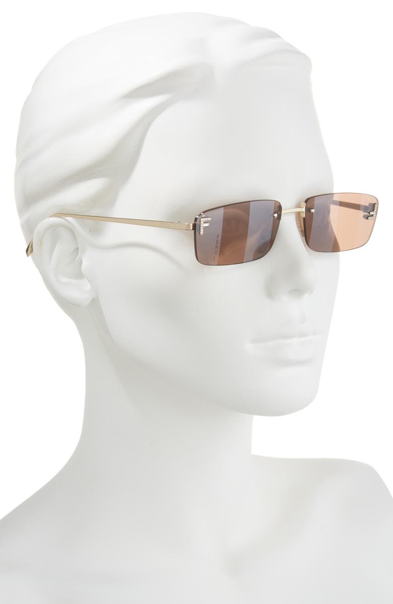 Fendi First Rimless Rectangular Sunglasses, Alternate, color, Gold / Brown Mirror