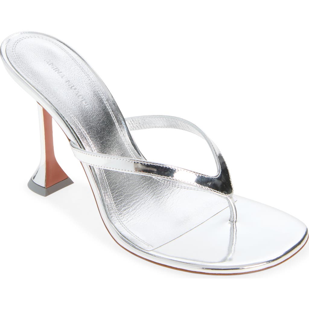Amina Muaddi Juliette Sandal in Silver Mirror at Nordstrom, Size 38.5