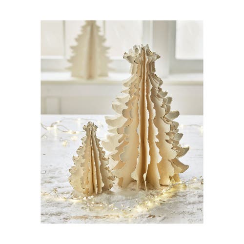 Tag Large Shimmer Paper Tree Decor Holiday Sculpture Christmas In White
