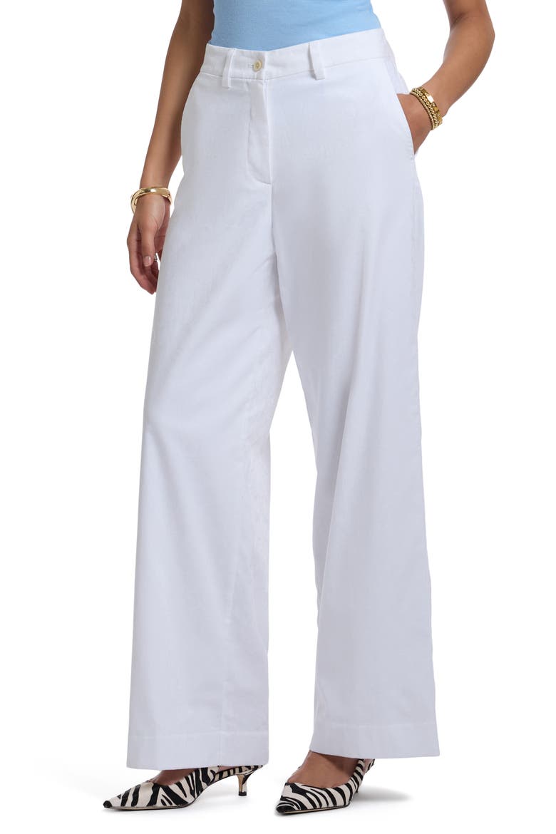 Inez Stretch Cotton Wide Leg Pants, Alternate, color, WHITE