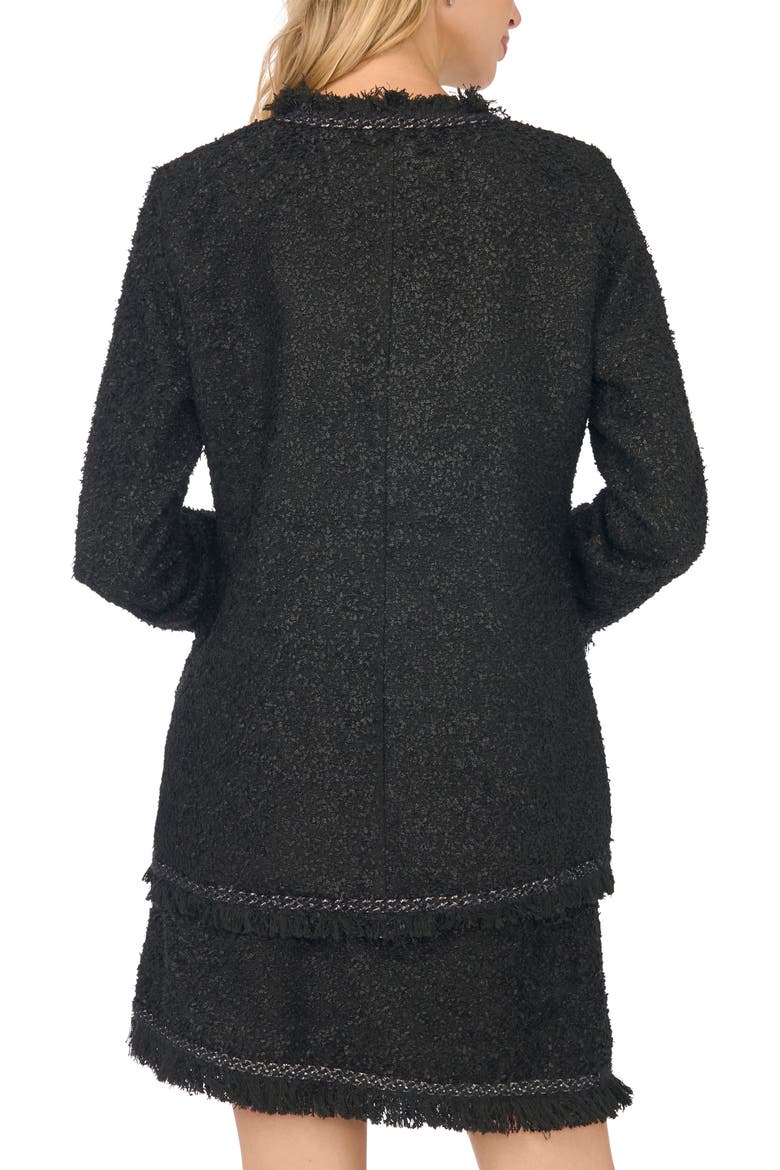 Fringe Trim Crewneck Jacket, Alternate, color, RICH BLACK
