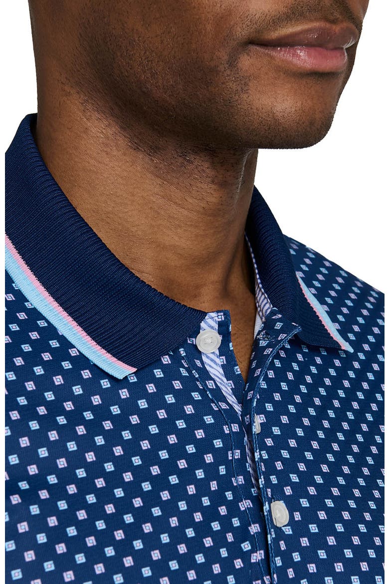 Slim Fit Square Dot Short Sleeve Polo, Alternate, color, NAVY/PINK
