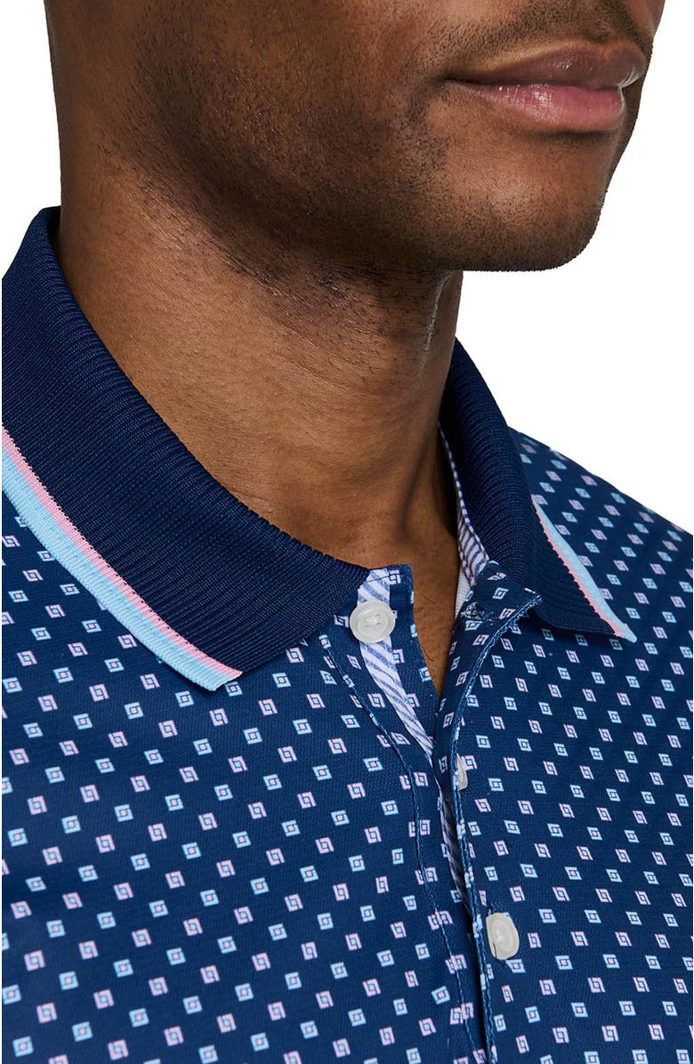 CONSTRUCT Slim Fit Square Dot Short Sleeve Polo, Alternate, color, Navy/Pink