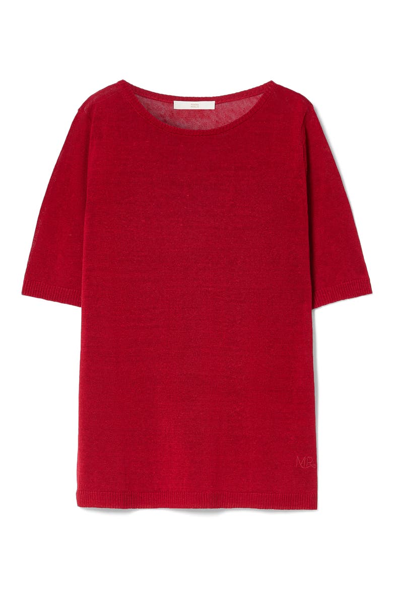 Short Sleeve Linen Blend Sweater, Alternate, color, CHERRY