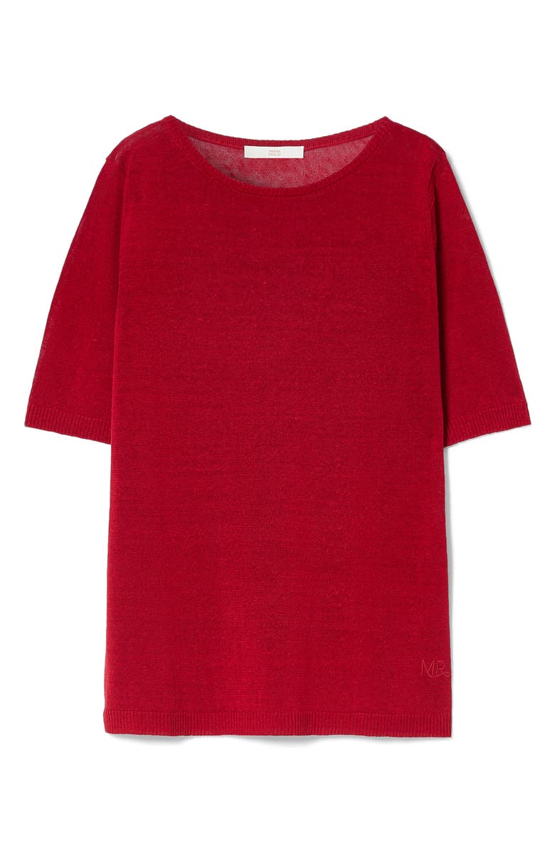 Marina Rinaldi Short Sleeve Linen Blend Sweater, Alternate, color, Cherry