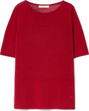 Marina Rinaldi Short Sleeve Linen Blend Sweater