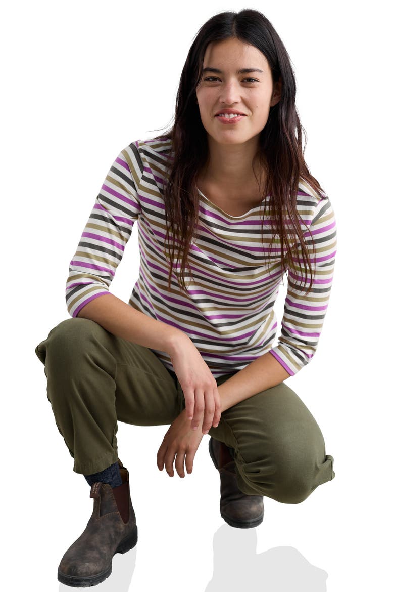 Sailor Stripe Organic Cotton Top, Alternate, color, TRI MINI CORNISH FEN