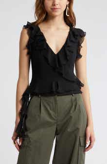 Open Edit Sleeveless Ruffle Top
