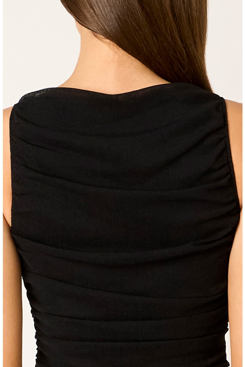 Clea Ruched Fit & Flare Drop Waist Dress, Alternate, color, BLACK