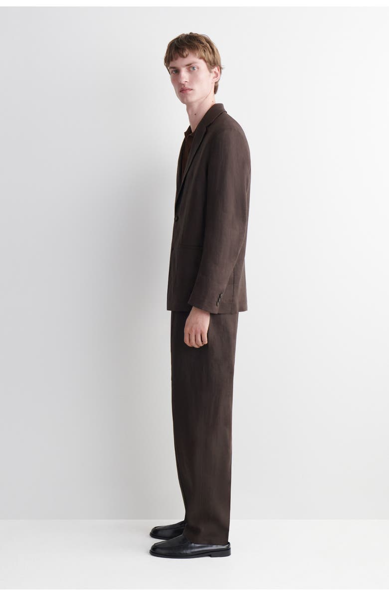 COS Single-breasted Linen Blazer, Alternate, color, Dark Brown