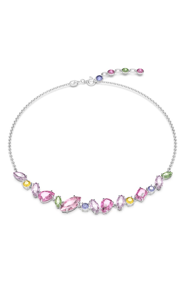 Swarovski Gema Frontal Necklace, Main, color, Pink
